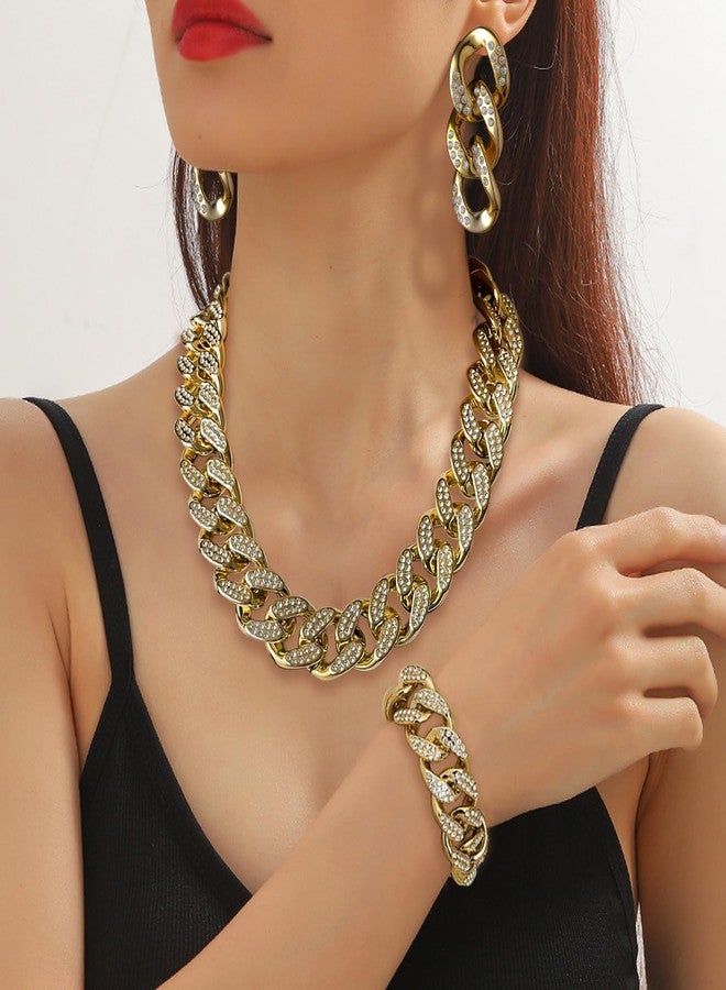 Acruccen 80s 90s Accessories Outfit for Women Hip Hop Costume Kit Dollar Sign Necklace & Rings Costume Gold Chain Necklace & Bracelet & Earrings Rapper Jewelry - Image 3